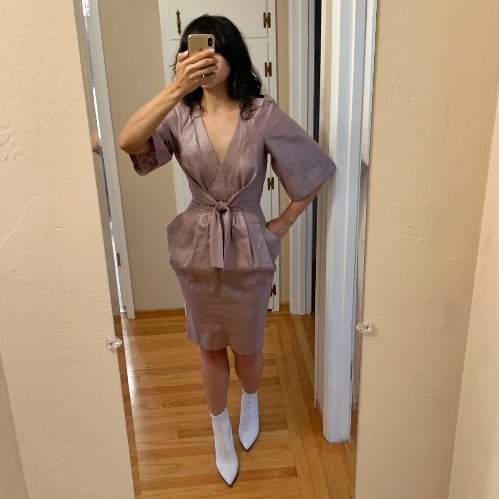 mauve reality studio linen dress size xs